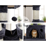 i.Pet Cat Tree 145cm Tower Scratching Post Scratcher Wood Condo House Large Bed PET-CAT-706FSB-GR