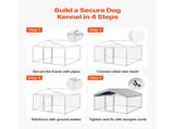 Outdoor Dog Kennel, 2 x 2 x 1.6 m Large Dog Kennel with Secure Lock, Outside Dogs Enclosures with V952-DXHWQSYS6565NAQH5002V0