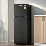 Devanti 122L Two Door Bar Fridge Mini Fridge with Freezer Black BF-F-D-122L-BK