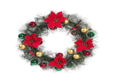 Xmas Wreath Artificial Red Flower Wreath Holiday Hanging Decoration with 4 Flowers for Front Door V1294-YM0901-240918HL01-2