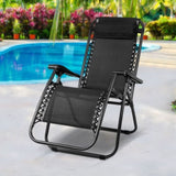 Gardeon Zero Gravity Chair Folding Outdoor Recliner Adjustable Sun Lounge Camping Black FF-ZGC-BK