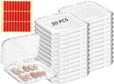 30PCS Press On Nail Cases, Clear Plastic Nail Display Boxes with 90 Adhesive Tabs, Square Organizer V1192-AZ-W-18465