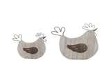 Set 2 Mum & Child French Country Chooks 17cm V637-52407CHK