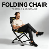 Black folding chair, outdoor chair, portable chair, sturdy chair, comfortable V1102-132-SIL-05982