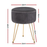 Artiss Ottoman Foot Stool Vanity Velvet Round Grey FS-B-02-VEL-GY