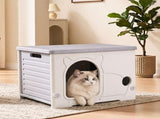 i.Pet Cat House Enclosed Shelter Plastic Nest Stackable Bench Box Outdoor Indoor Grey PET-CH-PE38-GY