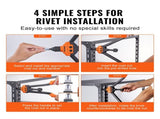 Rivet Nut Tool, 16 Rivnut Tool Kit with 13PCS Metric and SAE Mandrels, 186PCS Rivet Nuts, M3, M4, V952-MLMQWSBS16YC3FC0WV0