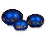 Christabelle 3 Royal Blue Glass Christmas LED Light Up Spheres Gold Forest Table Decor Xmas Orn 112_YAN401
