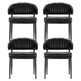 Artiss Dining Chairs Set of 4 Leather Hollow Armchair Black DINING-B-C01-PU-BKX4