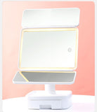 Elegant Tri-Fold Shell LED Vanity Mirror - Smart Makeup Gift with Storage & Illumination V888-ELOSUNG18334