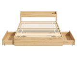 Artiss Single Bed Frame with 2 Storage Drawers Platform Bed Base with USB Ports Sturdy Wooden Slat WBED-F-AURA-S-WD-AB