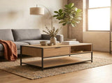 CARLA HOME Coffee Table with Drawer - Wood and Metal Frame - Brown - Rustic - Steel V178-36468