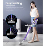 Devanti Stick Vacuum Cleaner Roller Brush Cordless 150W Purple VAC-CL-BH-150-GY-PP