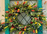20" Lavender & Wildflower Wreath,Spring Summer Front Door Decor,Artificial Floral Wreath for Indoor V1366-AZ2-W-16384