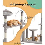 i.Pet Cat Tree 135cm Tower Scratching Post Scratcher Wood Condo House Toys Grey PET-CAT-PETG004-GR