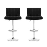 Artiss 2x Bar Stools Gas Lift Leather Chairs Black BA-K-1185-BKX2