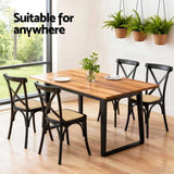 Artiss 2x Dining Chairs Rattan Wooden Kitchen Accent Chair Cafe Lounge Rubber Wood DINC-G-RA-BKX2