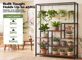 Artiss Tall Plant Stand Indoor, 6-Tier Pot Plant Shelf with Hanging Hooks, Metal & Wooden Flower PS-SHELF-6T-MT-BK