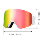 Frameless Ski Goggles, Magnet Cylindrical Lens with Pink Revo Coating, OTG Anti fog Snow Goggles for V952-HXJWKBSDCXHJ4LNEU001V0