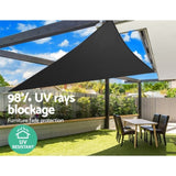 Instahut Shade Sail 5x5x5m Triangle 280GSM 98% Black Shade Cloth SAIL-DL-H-5X5X5-C-BK