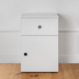 PORTO BEDSIDE TABLE - WHITE - SLIM - ROUND BLACK V164-ECS13WTB06B