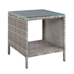 Gardeon Coffee Side Table Wicker Desk Rattan Outdoor Furniture Garden Grey ODF-RECLINER-TB-GE