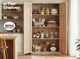 Artiss 2x Buffet Sideboard Cabinet Pantry Hutch Kitchen Storage Organiser Pine FUR-W-WR03-PINE-ABX2