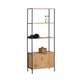 CARLA HOME Bookcase with Cabinet - 3 - Tier Display Shelf - Brown - Storage Cabinet V178-36469