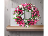 Artificial Tulip Flowers for Front Door Farmhouse Pink Spring Flower Branch Door V1263-JX-1659
