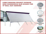 4.9m Caravan Privacy Screen Side Sunscreen Sun Shade for 17' Roll Out Awning V63-823561