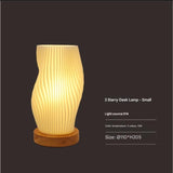 Unique Pleated Design Table Lamp - 3D Printed Washable Shade, Wooden Base, Adjustable LED V888-ELOSUNG26978