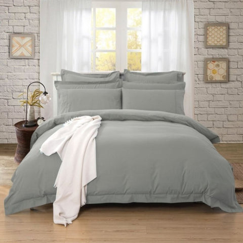 1000TC Tailored King Size Grey Duvet Quilt Cover Set V493-K-6