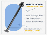 3/8" x 12" Black Carriage Bolt Kit, Grade 307A, Ceramic Coated for Exterior Use, 2X Rust V1258-DP02-F-78
