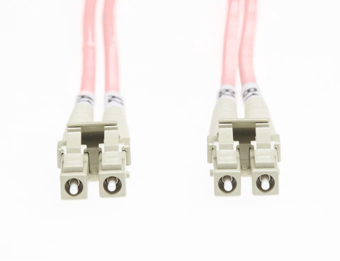 10m LC-LC OM4 Multimode Fibre Optic Cable: Salmon Pink - 2mm Oversleeving FL.OM4LCLC10MP