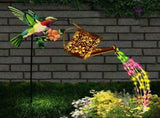 Solar Powered Garden Lights with Bird and Flower Design, Waterproof Outdoor Patio Decor, Automatic V1366-AZ2-W-14741