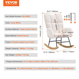 VEVOR Nursery Rocking Chair, 250 lbs Weight Capacity Teddy Fabric Upholstered Glider Rocker Chair V952-WYBBYKDYWQYWEQNVNV0
