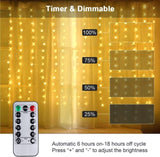 USB Powered 300 LED Curtain String Light with 8 Modes and Remote Control for Bedroom Party Wedding V178-14667