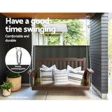 Gardeon Porch Swing Chair With Chain Outdoor Furniture Wooden Bench 2 Seat Brown ODS-1956B-BR