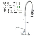 Commercial Faucet with Pre-Rinse Sprayer, 47" Height, 8" Center, 12" Swing Spout, Wall Mount Kitchen V952-BGSYCXSLTBGS6DRW9V0