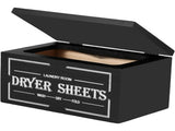 Wooden Dryer Sheet Holder with Lid, Laundry Room Softener Sheet Organizer, Black 7.87 In V1188-MS-721-192