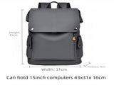 Dark grey Men Large Capacity Business Laptop Backpack Waterproof PU Leather Travel Rucksack with USB V888-ELOSUNG43315