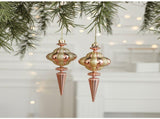 Set of 10 Christmas Ornaments -Gold & Rose Gold Holiday Tree Decorations V888-ELOSUNG10494
