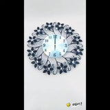 Black Blue Floral Wall Clock Crystal Wall Clock Silent Wall Clock Home Decor Clock Elegant V1347-115-BLU-95493