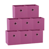 SORTI 27x28x27 CM Dark Pink 8-Pack Foldable Storage Cubes - Fabric Bookcase Organizers for Toys and V510-SML_DARK_PINK_8X