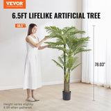 VEVOR Artificial Gold Cane Palm Tree, 2m Tall Faux Plant, PE Material & Anti-Tip Tilt Protection V952-RZRDZW65FT1JI8DP4V0