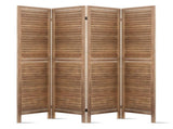 Artiss 4 Panel Room Divider Screen 160x170cm Louver Oak RD-B-0539-4P-BR
