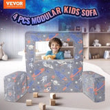 Modular Kids Play Couch 4Pcs DIY Glow in the Dark Toddler Chair Grey V952-ETSF411849YC8HY99V0
