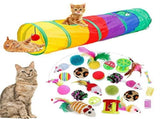 32Pcs Cat Toys Kitten Interactive Pet Toys Assortments,Foldable Rainbow Tunnel,Cat Feather Teaser V1369-AZ3-W-22352