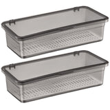 2Pcs Countertop Utensil Holder Black Plastic Cutlery Storage Case with Space-Saving Design V1369-AZ3-W-15966
