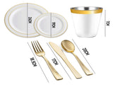 175pcs Food-Grade Wedding Event Banquet Disposable Tableware Dinnerware Gold-Edged Plastic Cutlery V985-TABLEWARESET